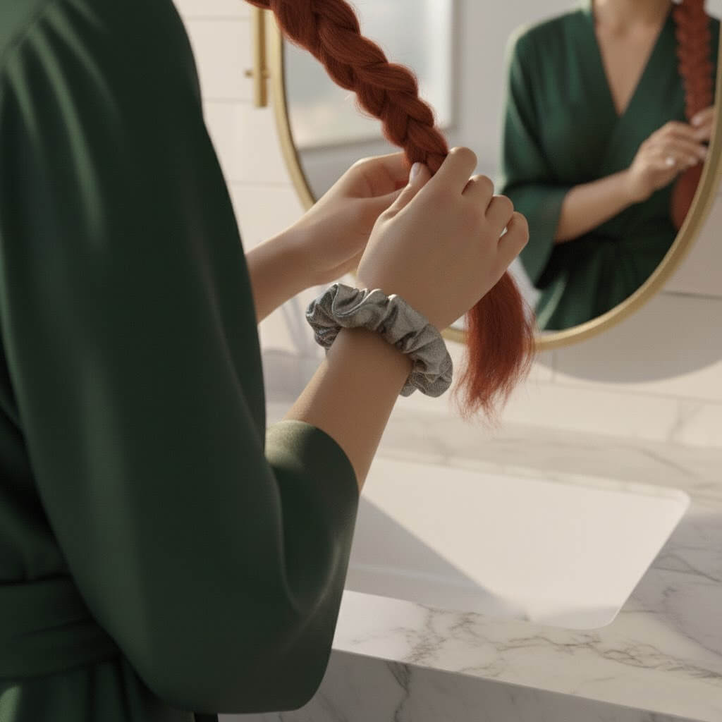 chouchou en soie murier poignet gris