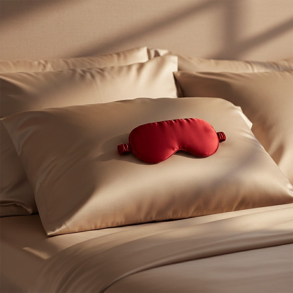 masque yeux en soie rouge pour passer de douce nuit.
