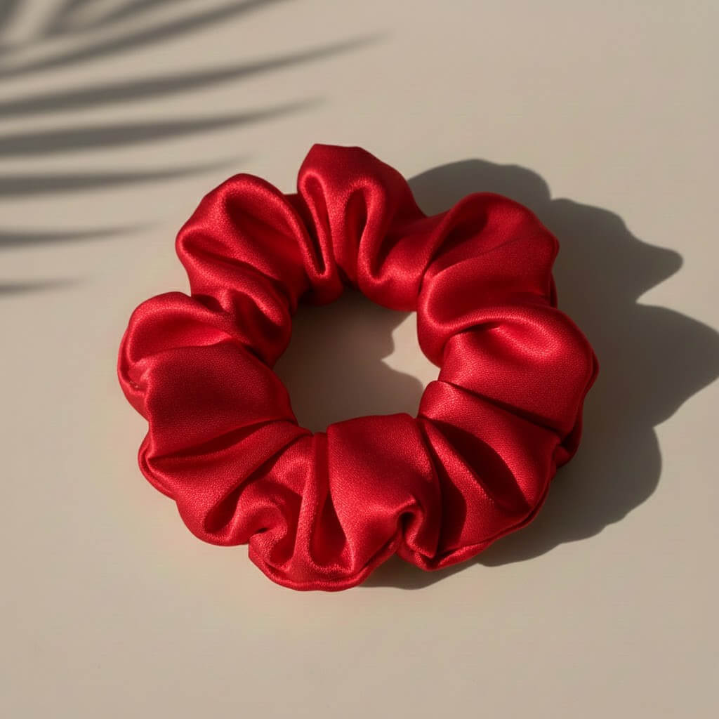 Chouchou en soie rouge soie maintient les cheveux avec confort