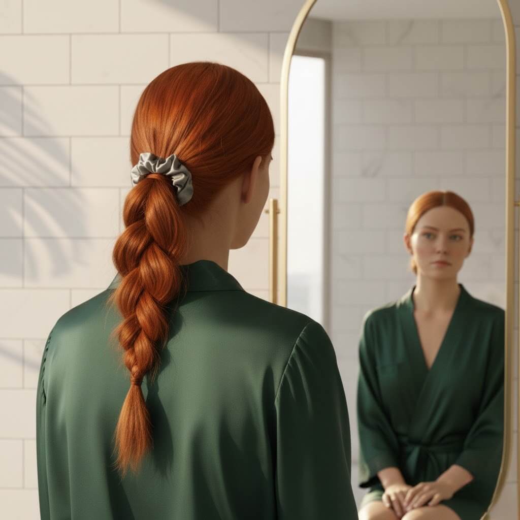 Chouchou en soie gris soie douce accessoire doux pour cheveux 