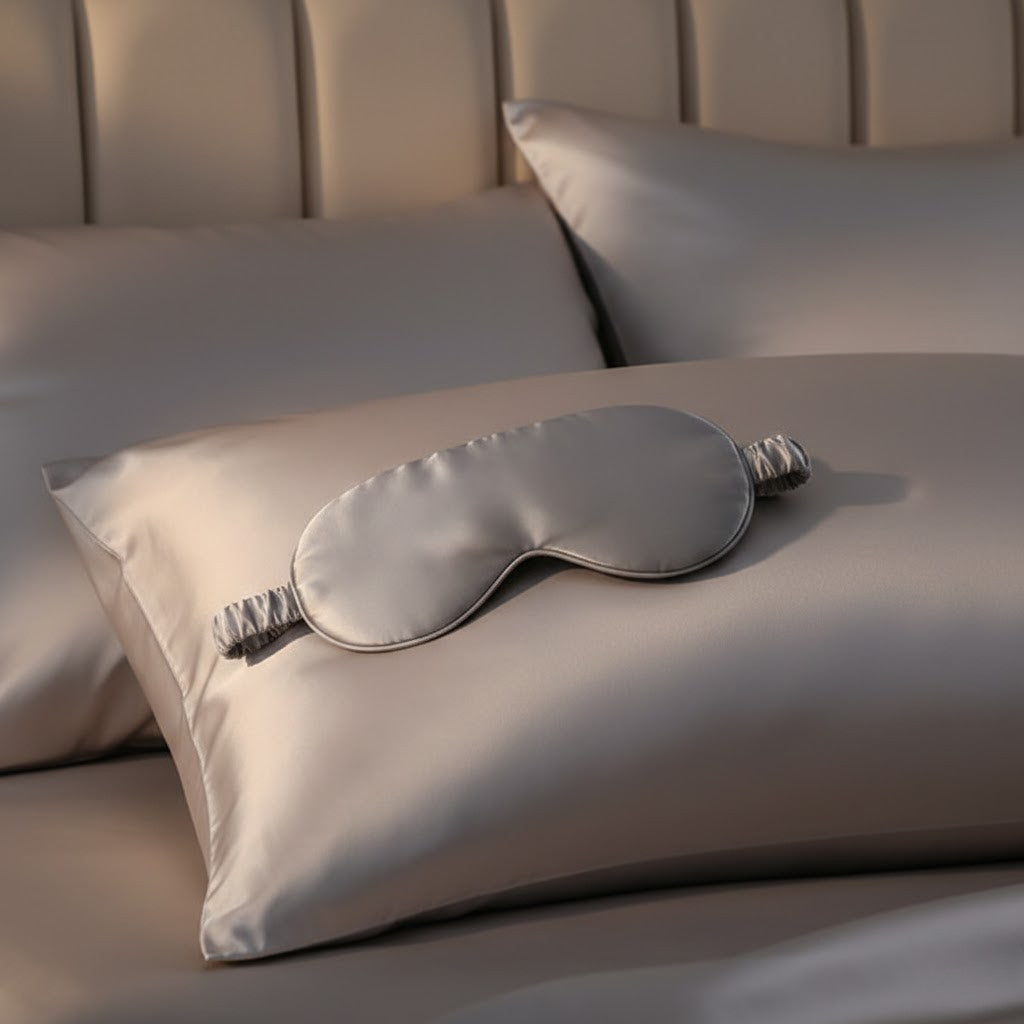 masque yeux en soie gris pour passer de douce nuit.