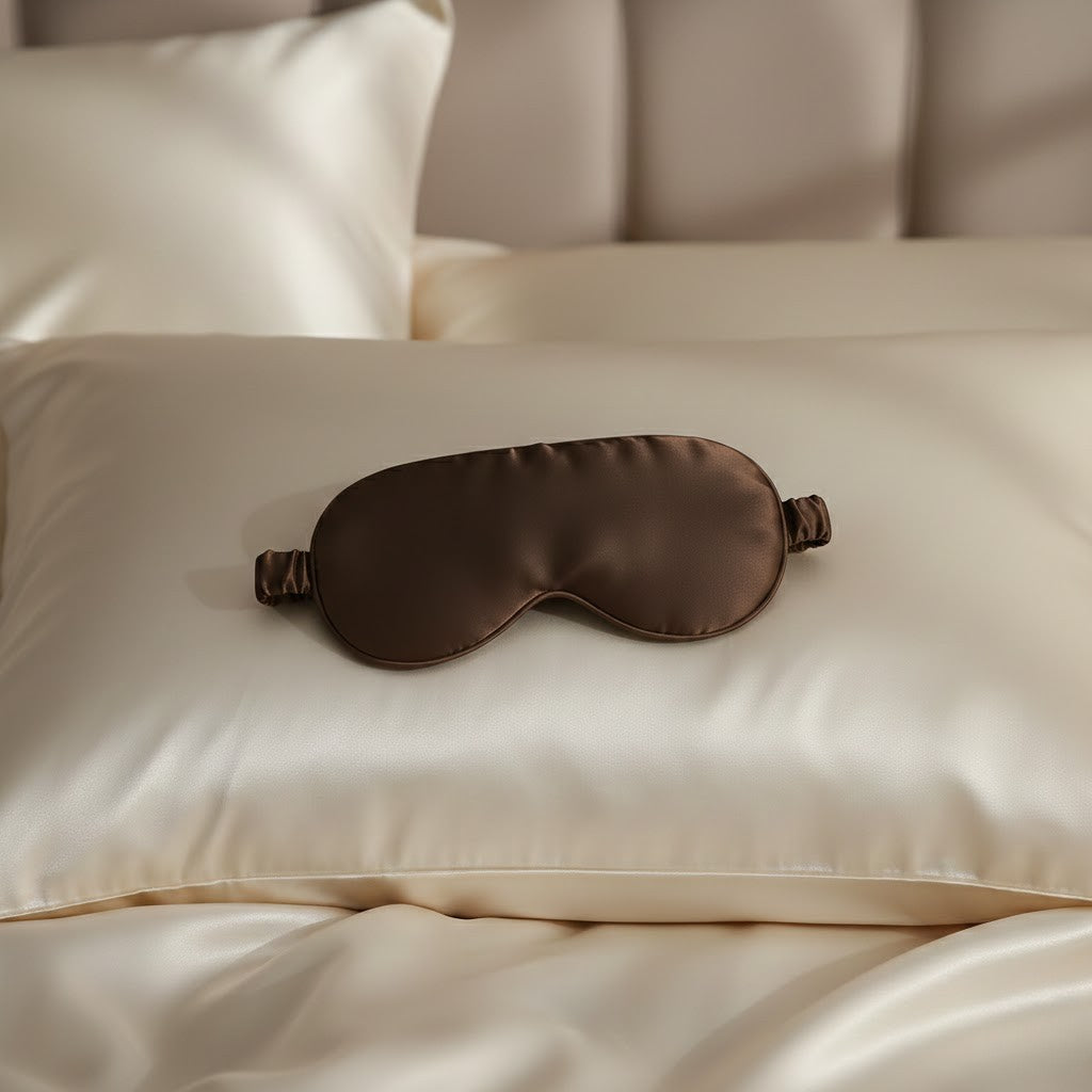 masque yeux en soie marron pour passer de douce nuit.
