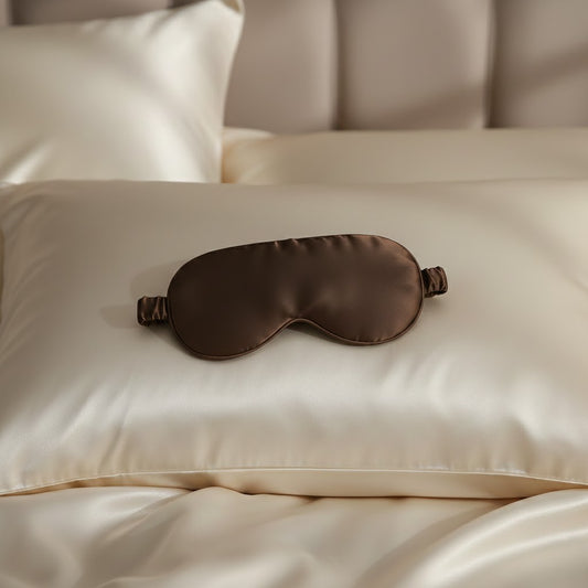 masque yeux en soie marron pour passer de douce nuit.