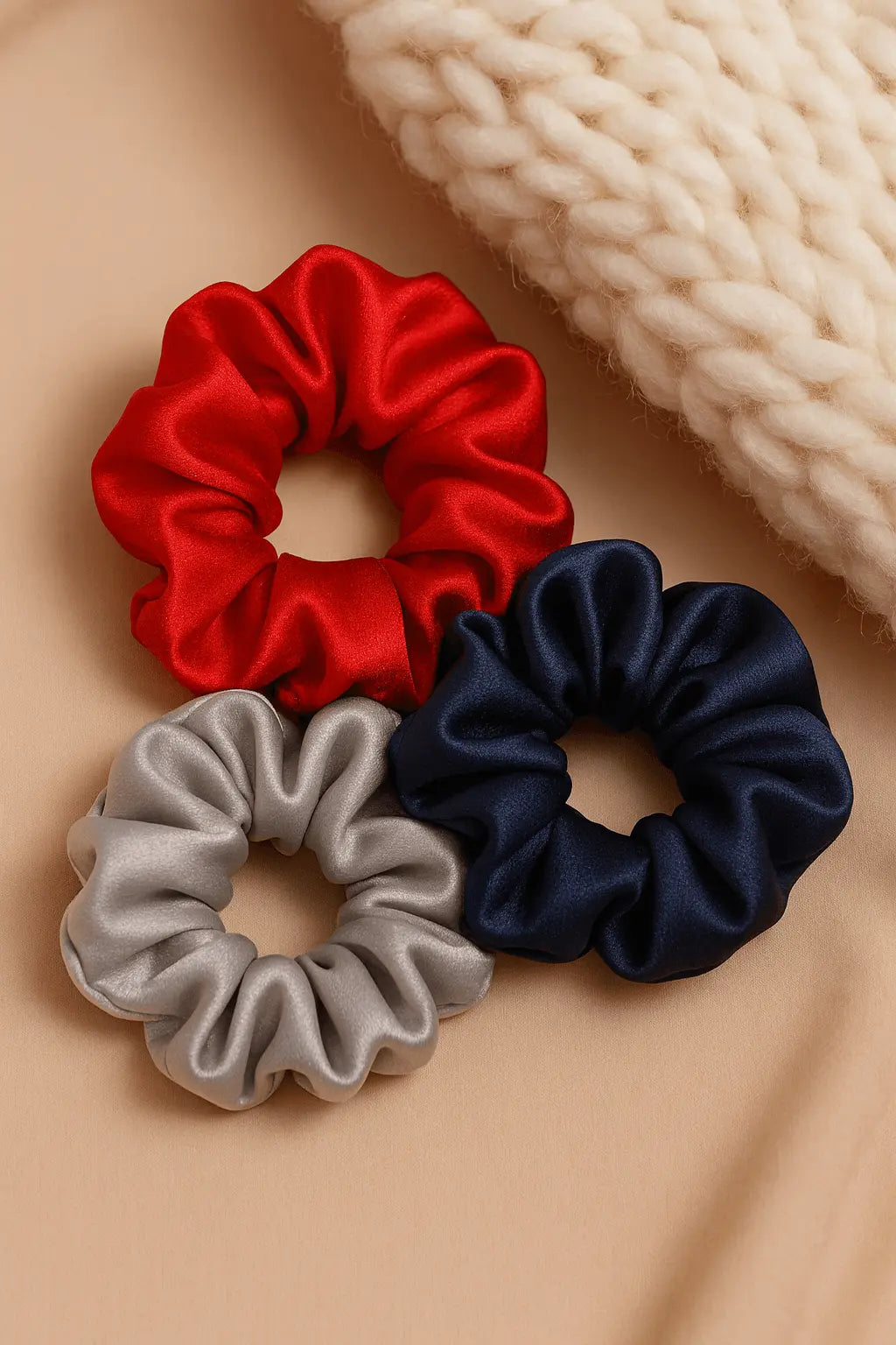 Pack de 3 chouchous colorés en soie, accessoires cheveux tendance et doux