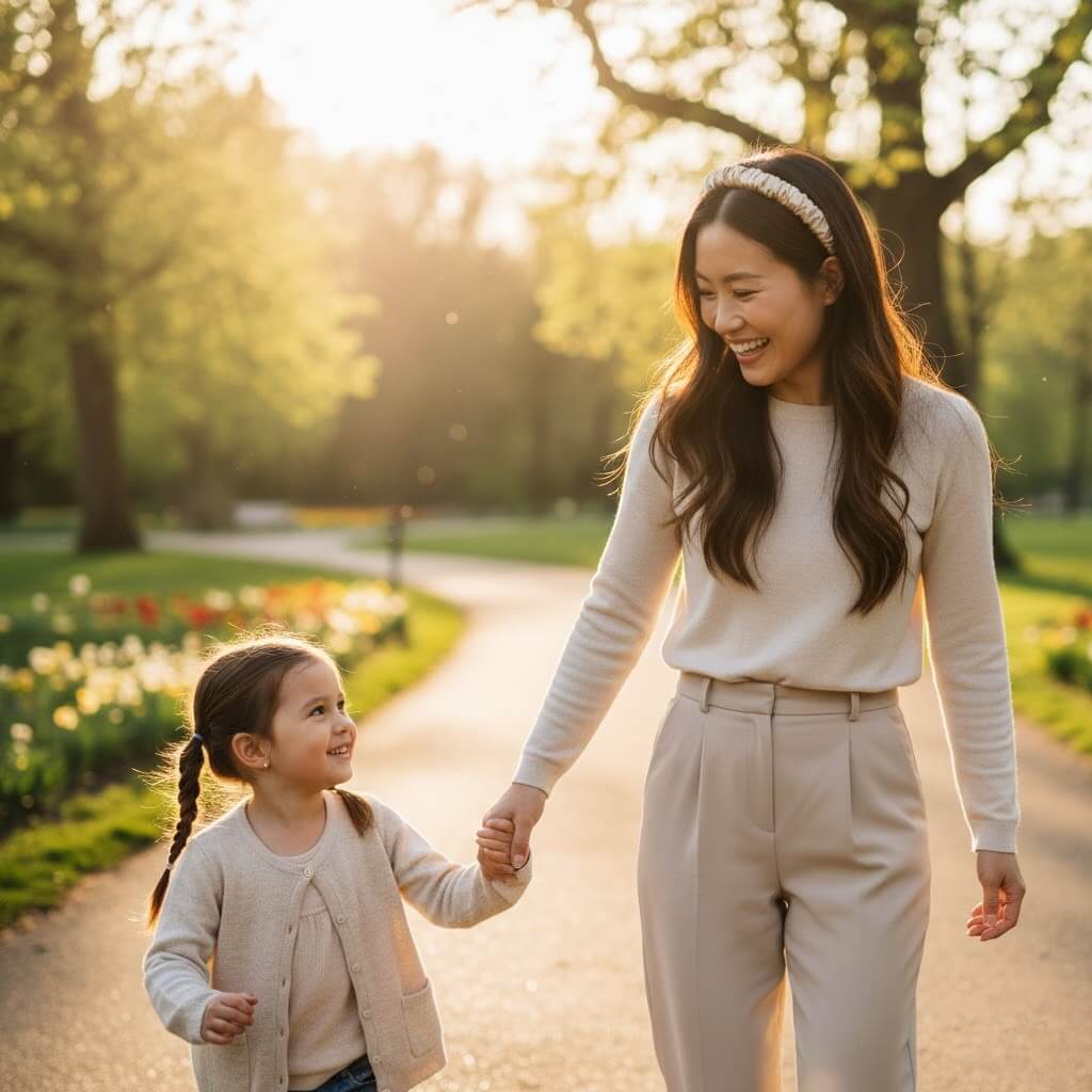 Serre tête en soie beige porté