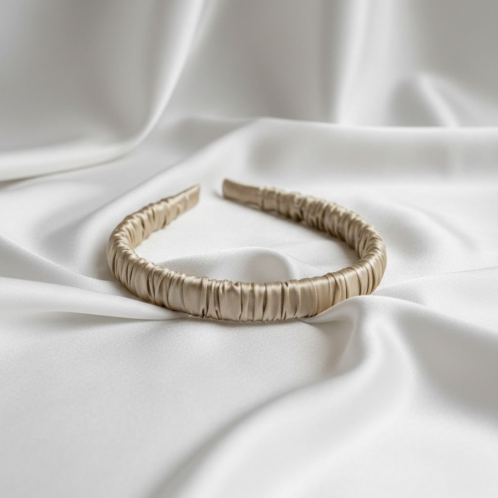 Serre tête beige soie naturelle look minimaliste