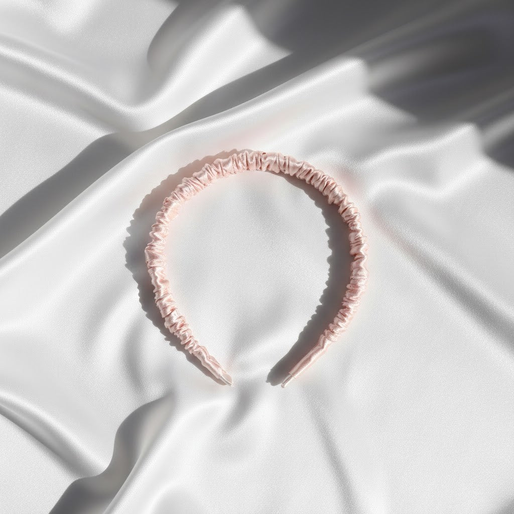Serre-tête rose pastel soie légère élégant et confortable