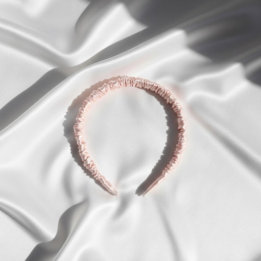 Serre-tête rose pastel soie légère élégant et confortable